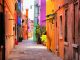 Colorful street in Burano, near Venice, Italy